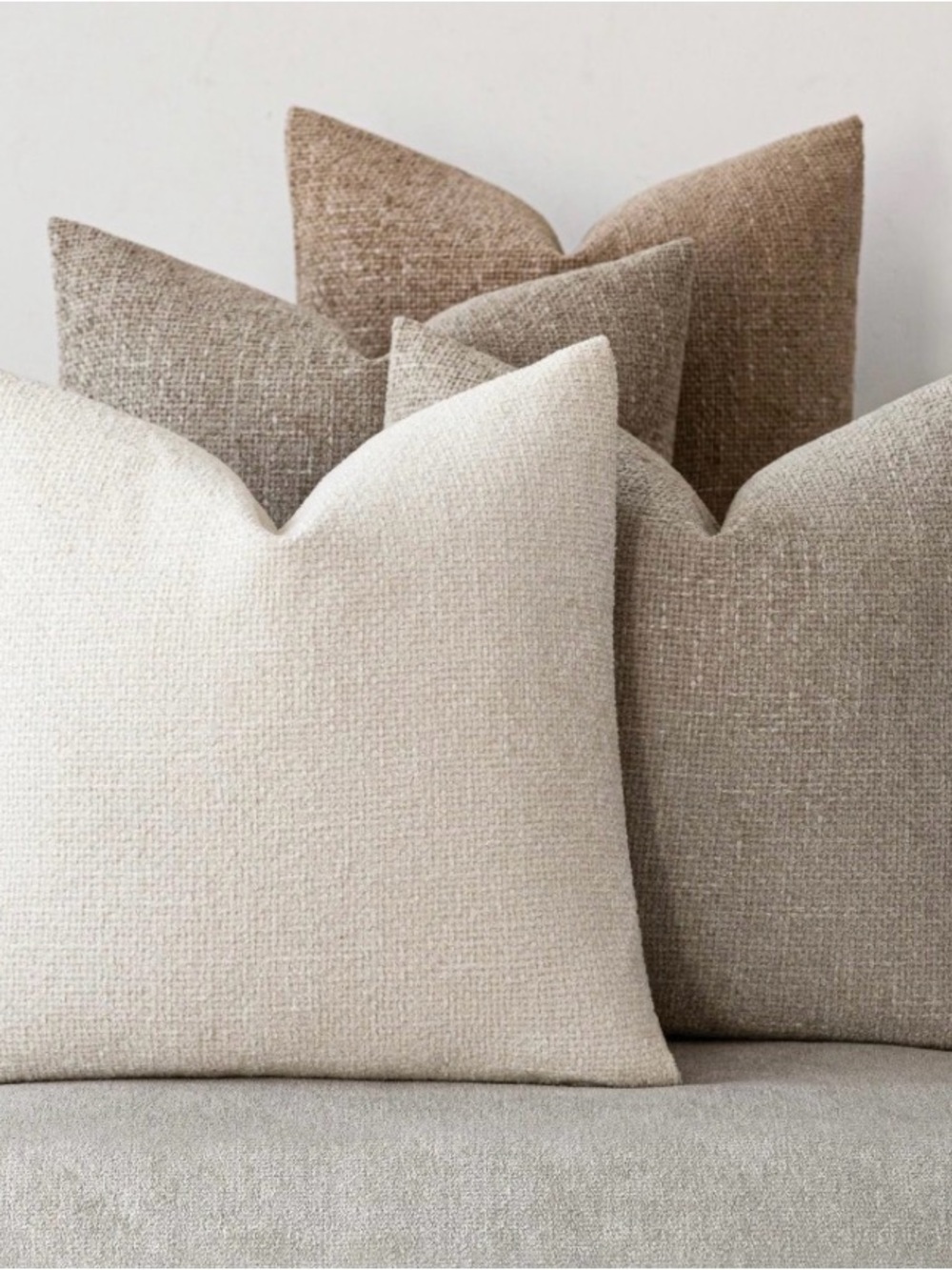 20x20 Chenille Throw Pillow Covers, Pack Of 4, Neutral Beige/Coffee Series